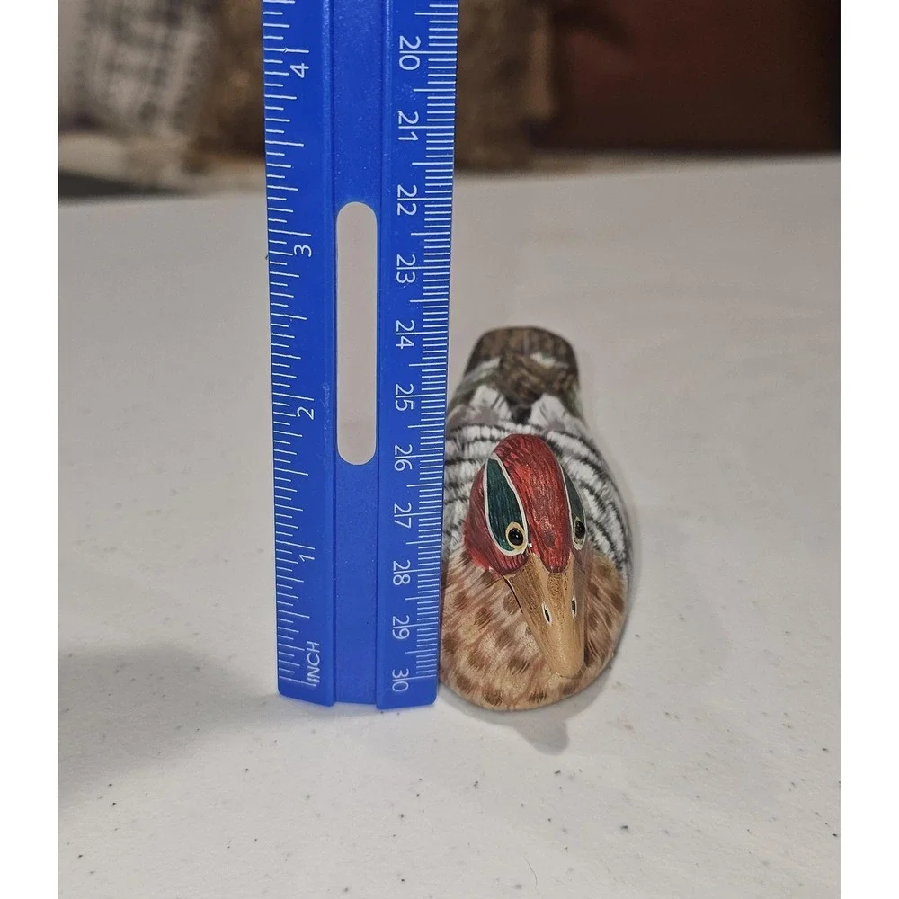 Vintage Penco Hand Carved Wood Duck Figurine New Bedford Mass Made in Hong Kong